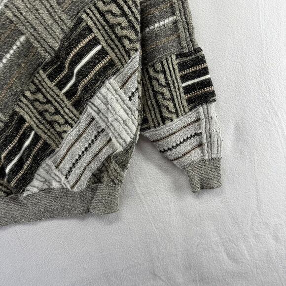 Vintage Tosani Sweater men's Large Gray Earth Tones Wool Blend Textured 3d Knit - Picture 2 of 7